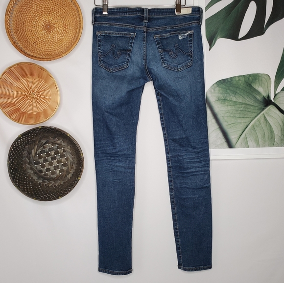 AG Adriano Goldschmied  Stevie Slim Ankle Distressed Destroyed Jeans Blue Boho - Picture 5 of 7